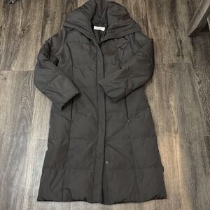 Calvin Klein Puffer Jacket Womens small Black Hooded Quilted Parka Coat